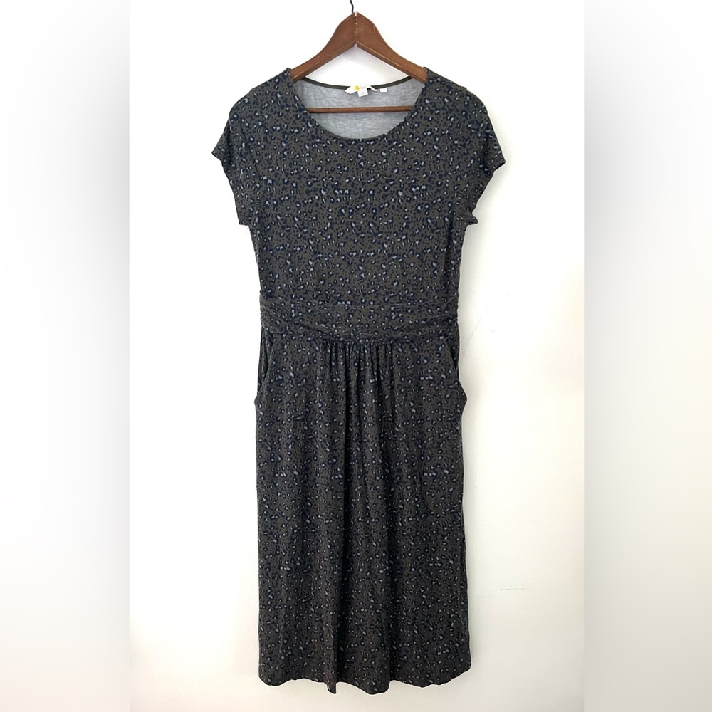 Boden | Midi Dress Cheetah Animal Print Women's Dress 10L Tall Green Blue